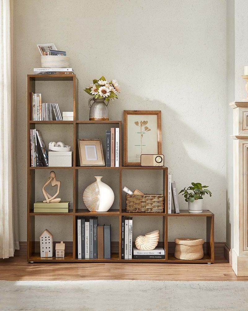 Bookcase - Staircase Style Organiser - 10-Cube Storage Design
