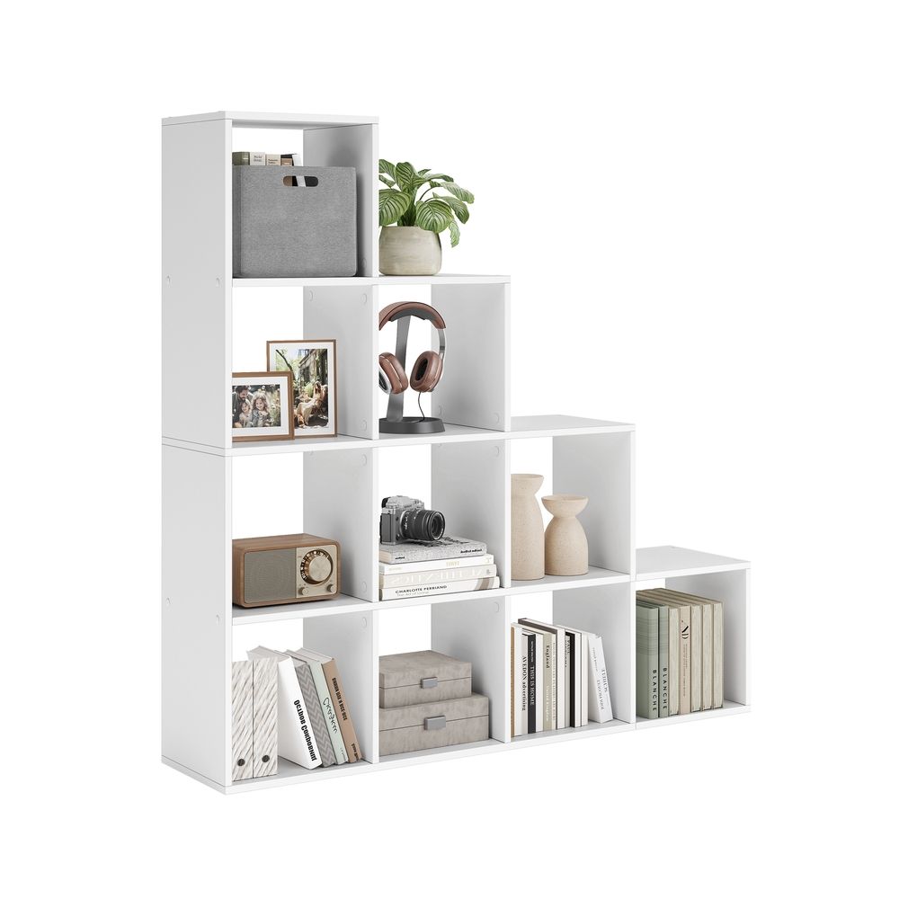 Bookcase - Staircase Style Organiser - 10-Cube Storage Design