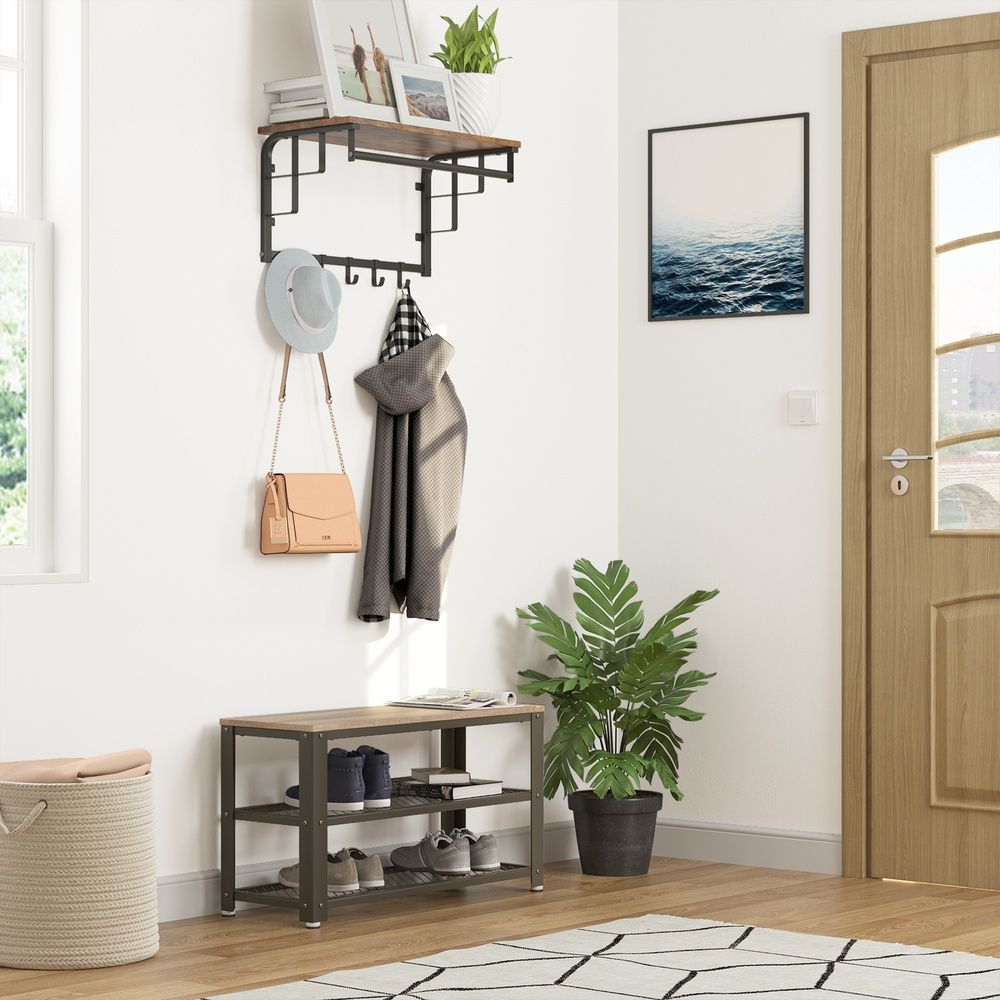 Shoe Bench - Mesh Shelf Storage - 2 Tier