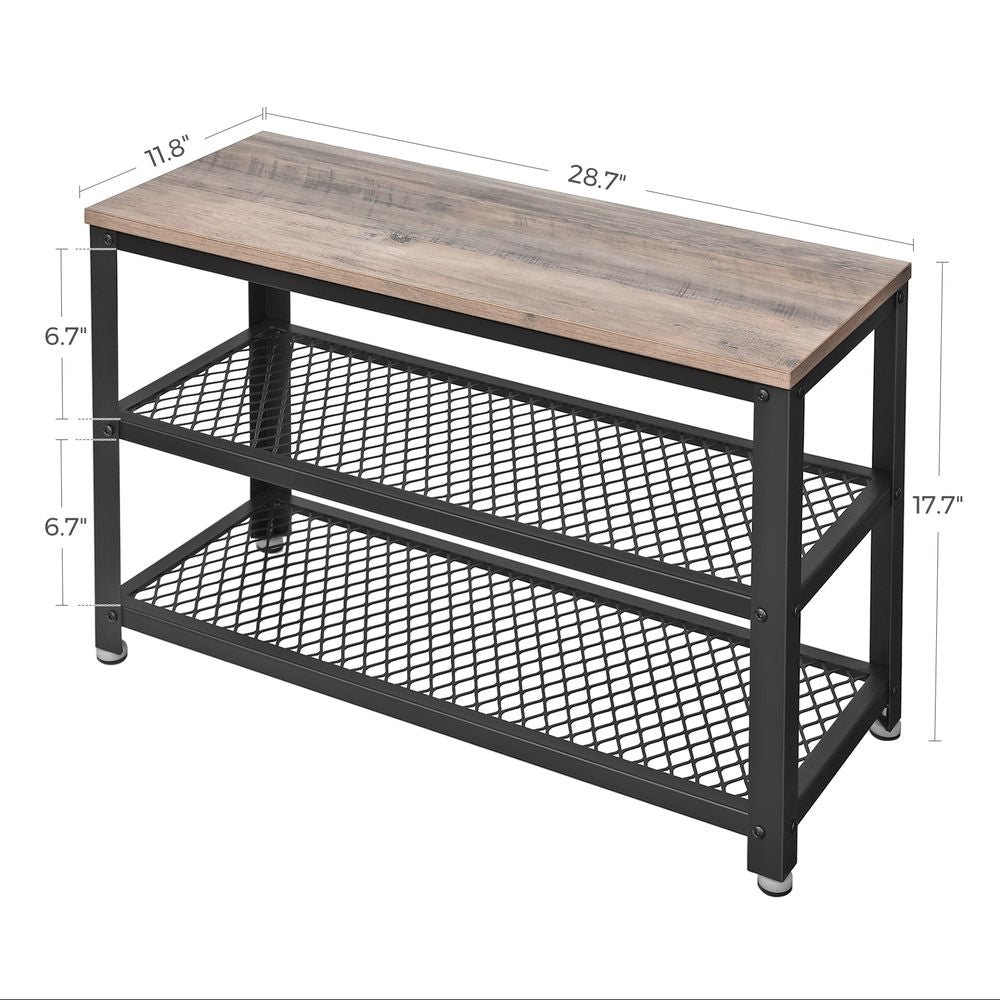 Shoe Bench - Mesh Shelf Storage - 2 Tier