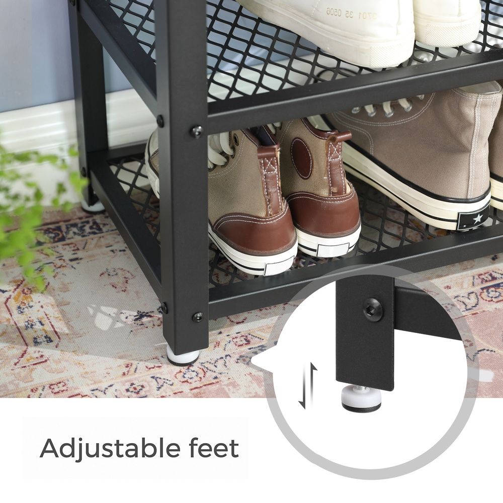 Shoe Bench - Mesh Shelf Storage - 2 Tier