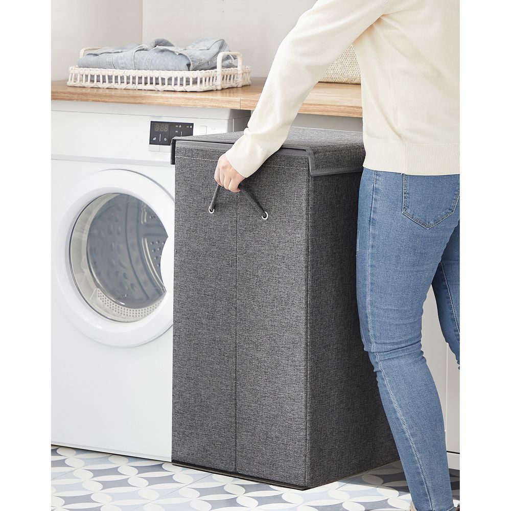 Laundry Basket - Dual Compartment Design - 142L Capacity