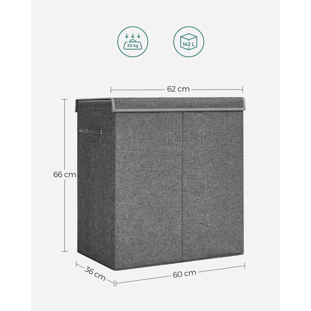Laundry Basket - Dual Compartment Design - 142L Capacity