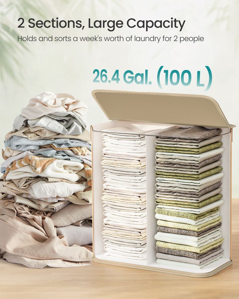 Laundry Basket - Foldable Design with Removable Liner - 100L Capacity