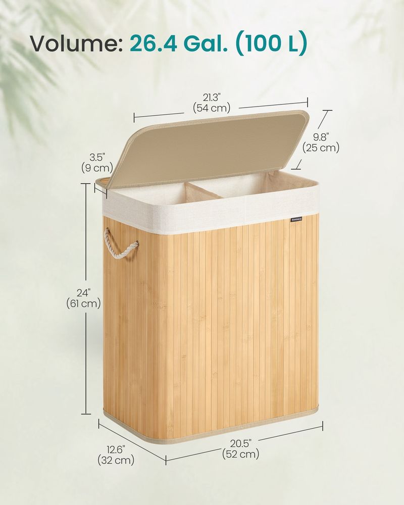 Laundry Basket - Foldable Design with Removable Liner - 100L Capacity