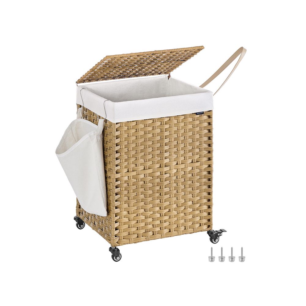 Laundry Hamper - Rolling Design with Removable Bag - Wheeled Storage Unit
