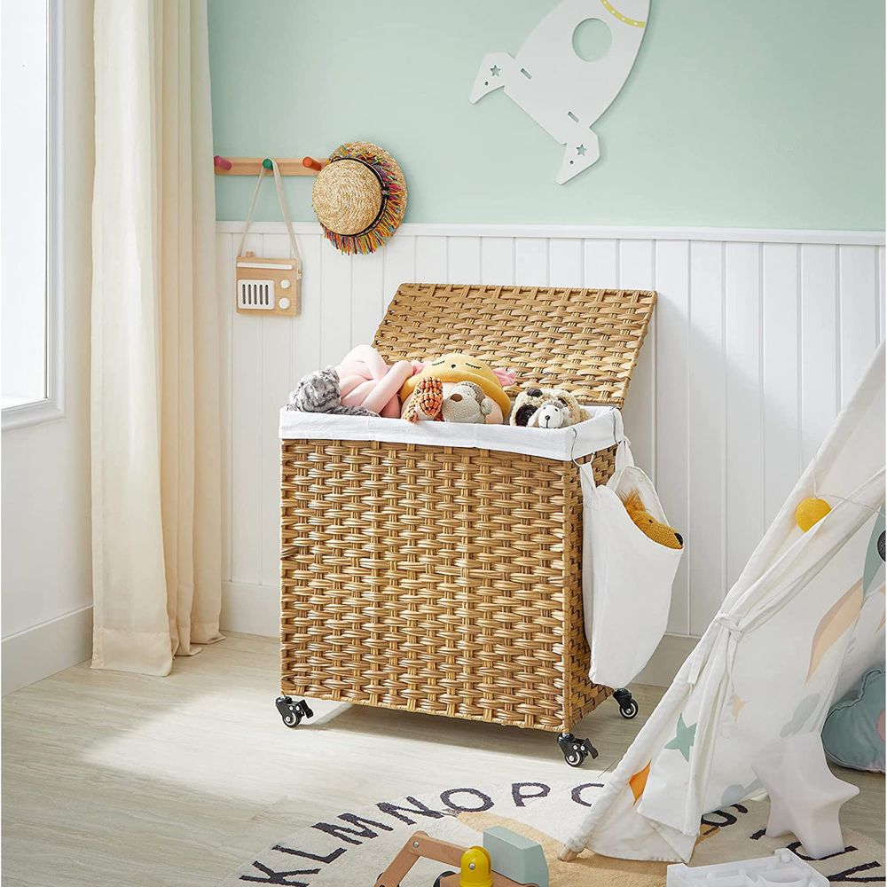 Laundry Hamper - Rolling Design with Removable Bag - Wheeled Storage Unit