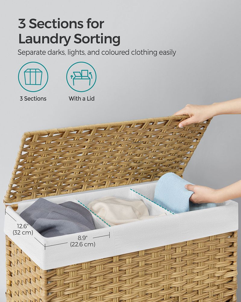 Laundry Hamper - Rolling Design with Removable Bag - Wheeled Storage Unit