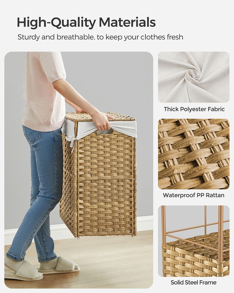 Laundry Hamper - Rolling Design with Removable Bag - Wheeled Storage Unit