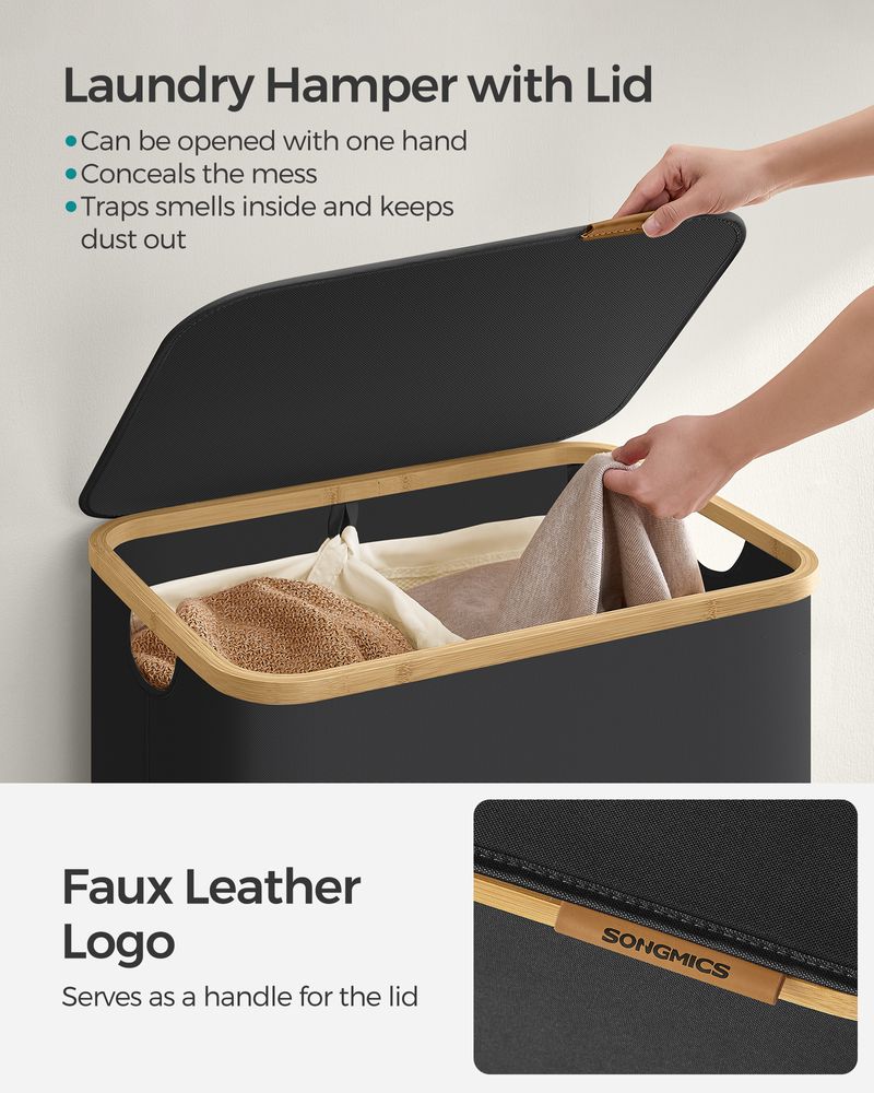 Laundry Basket - Multi Section Design with Lid - Multi Compartment