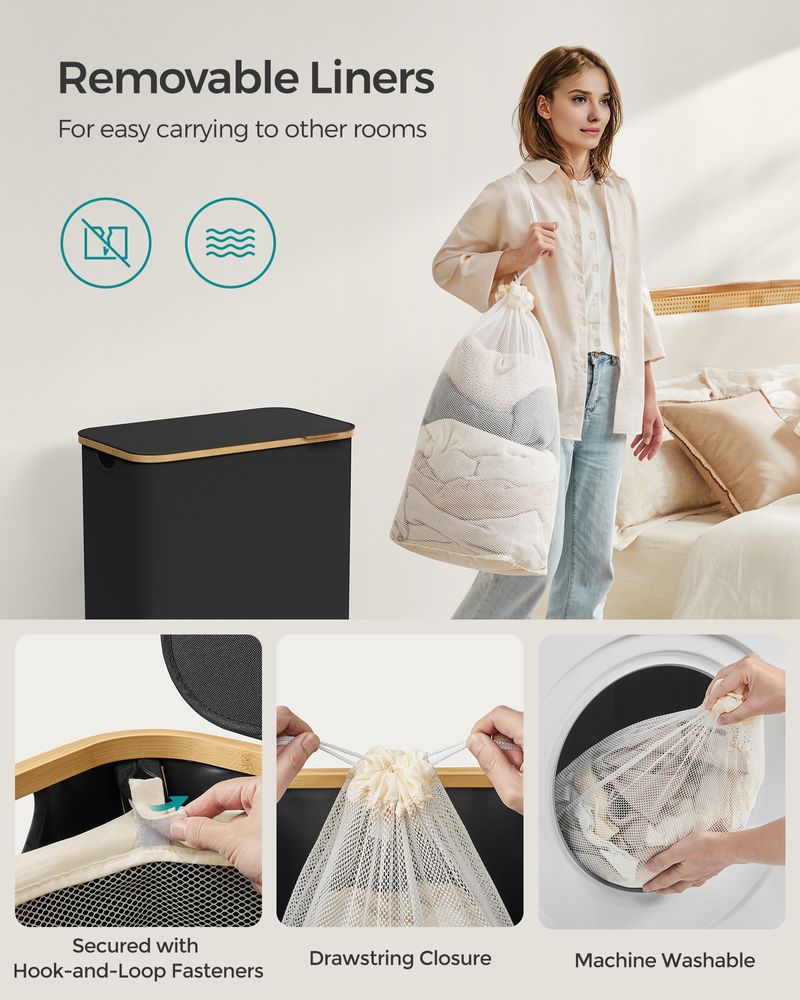 Laundry Basket - Multi Section Design with Lid - Multi Compartment