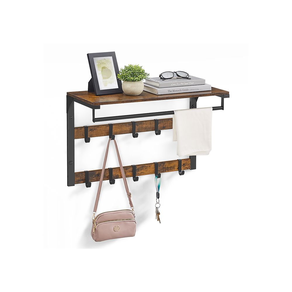Coat Rack - Wall Mounted Storage Design - 10 Hooks Unit