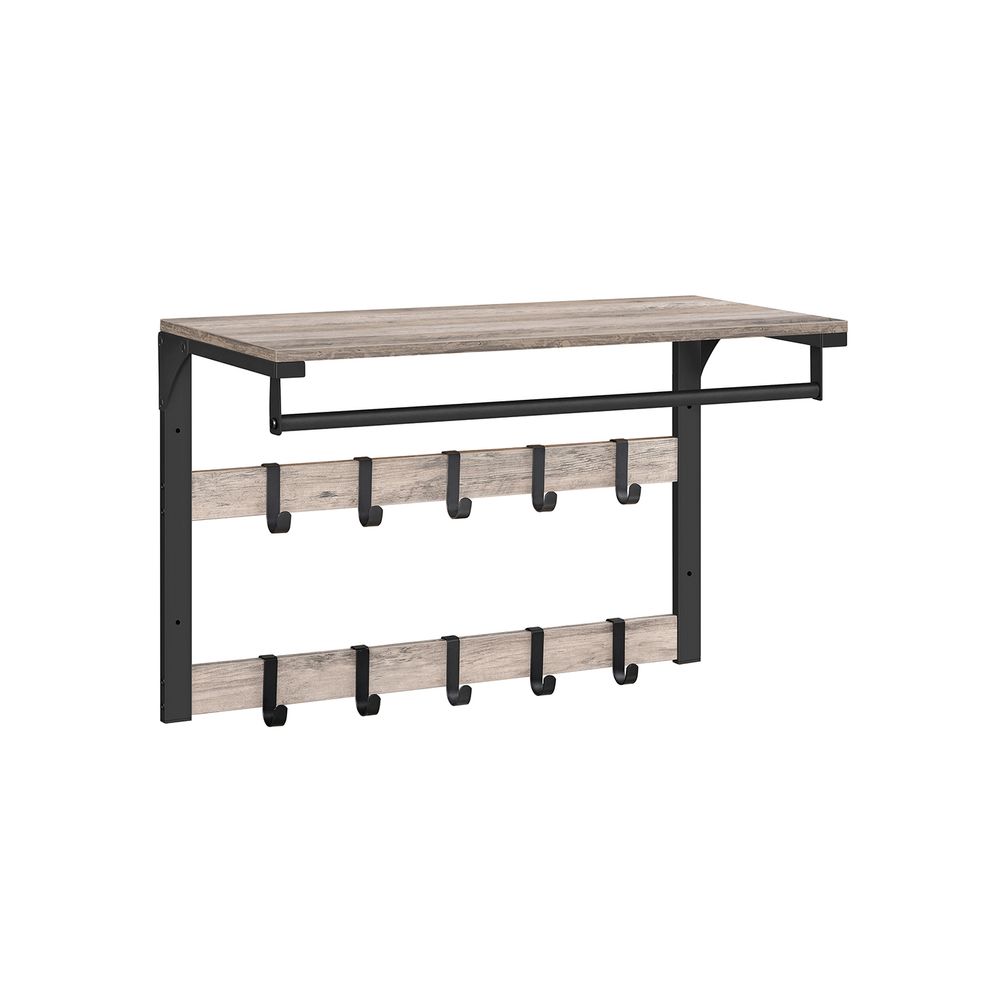 Coat Rack - Wall Mounted Storage Design - 10 Hooks Unit