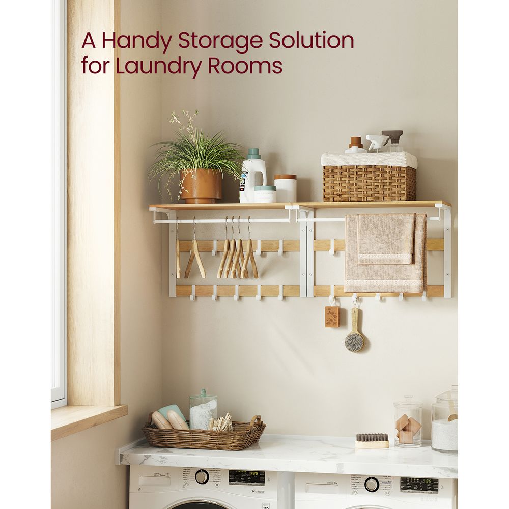 Coat Rack - Wall Mounted Storage Design - 10 Hooks Unit