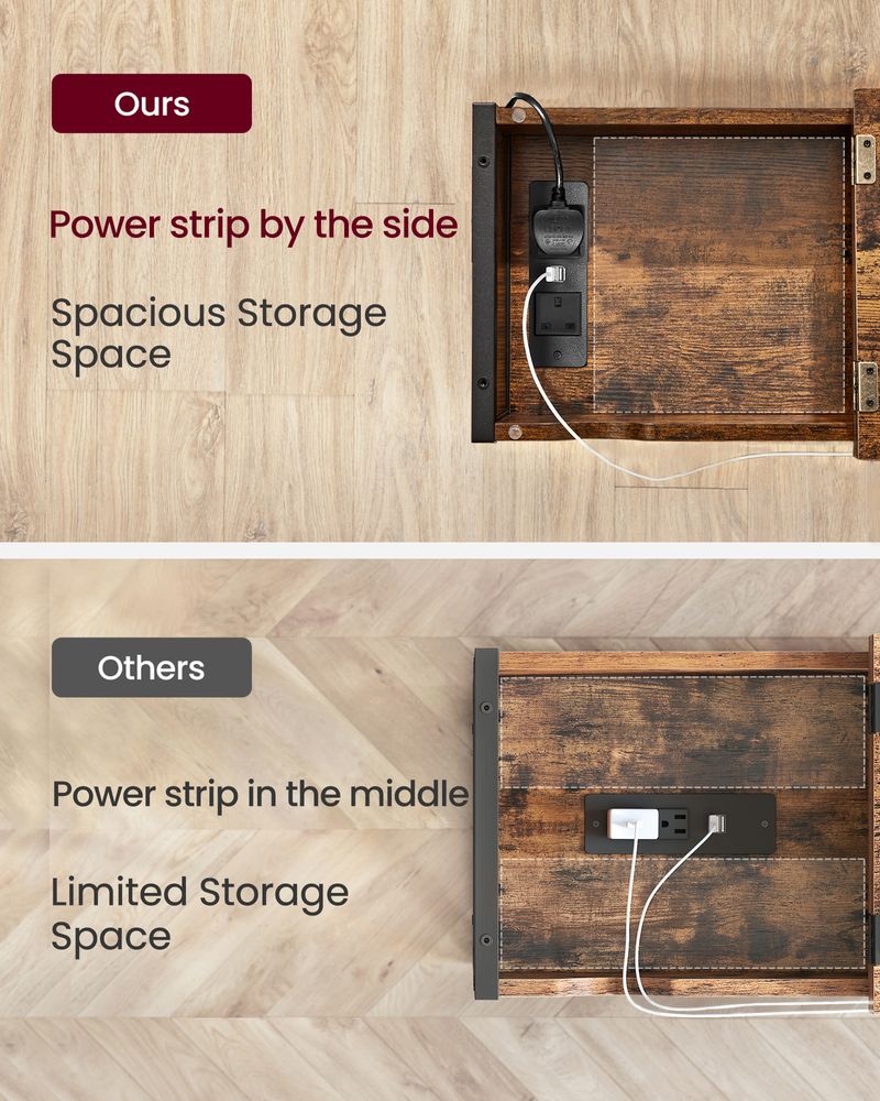 Side Table - Built-in Charging Station - Slim Design