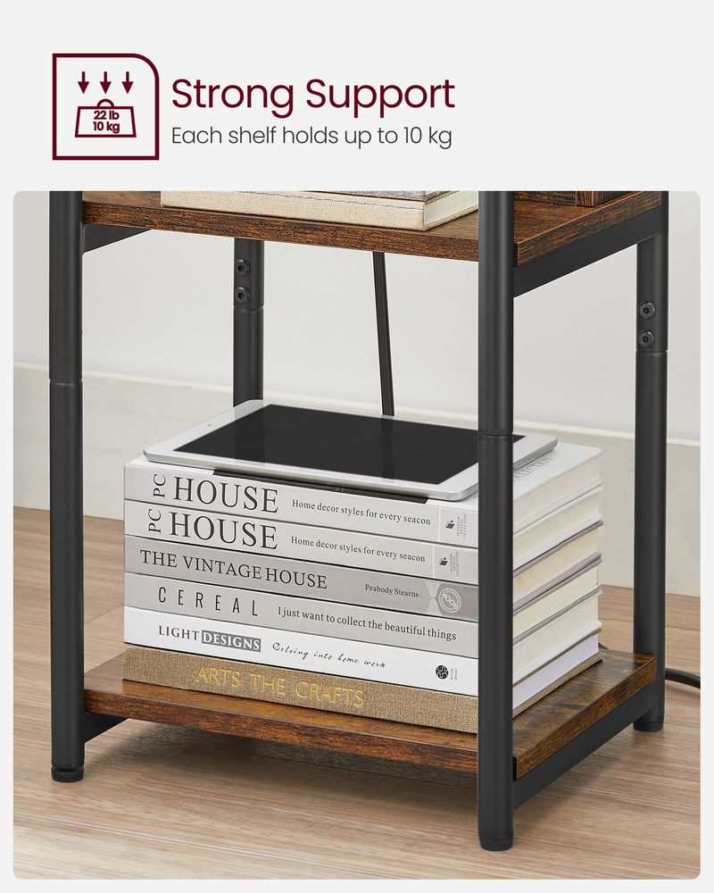 Side Table - Built-in Charging Station - 30 x 34 x 58 cm