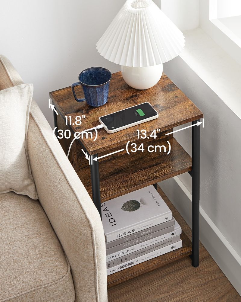 Side Table - Built-in Charging Station - 30 x 34 x 58 cm