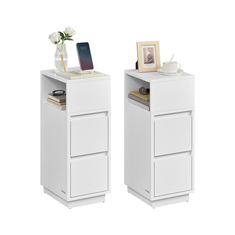 Bedside Tables - Slim Space-Saving Design - Set of 2
