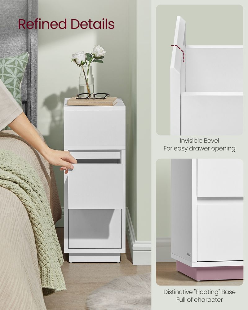Bedside Tables - Slim Space-Saving Design - Set of 2