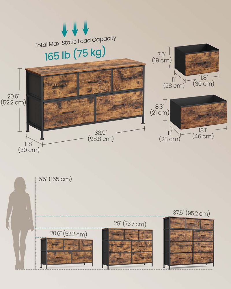 Drawer Chest - Fabric Drawer Storage Design - Multi-Drawer Unit