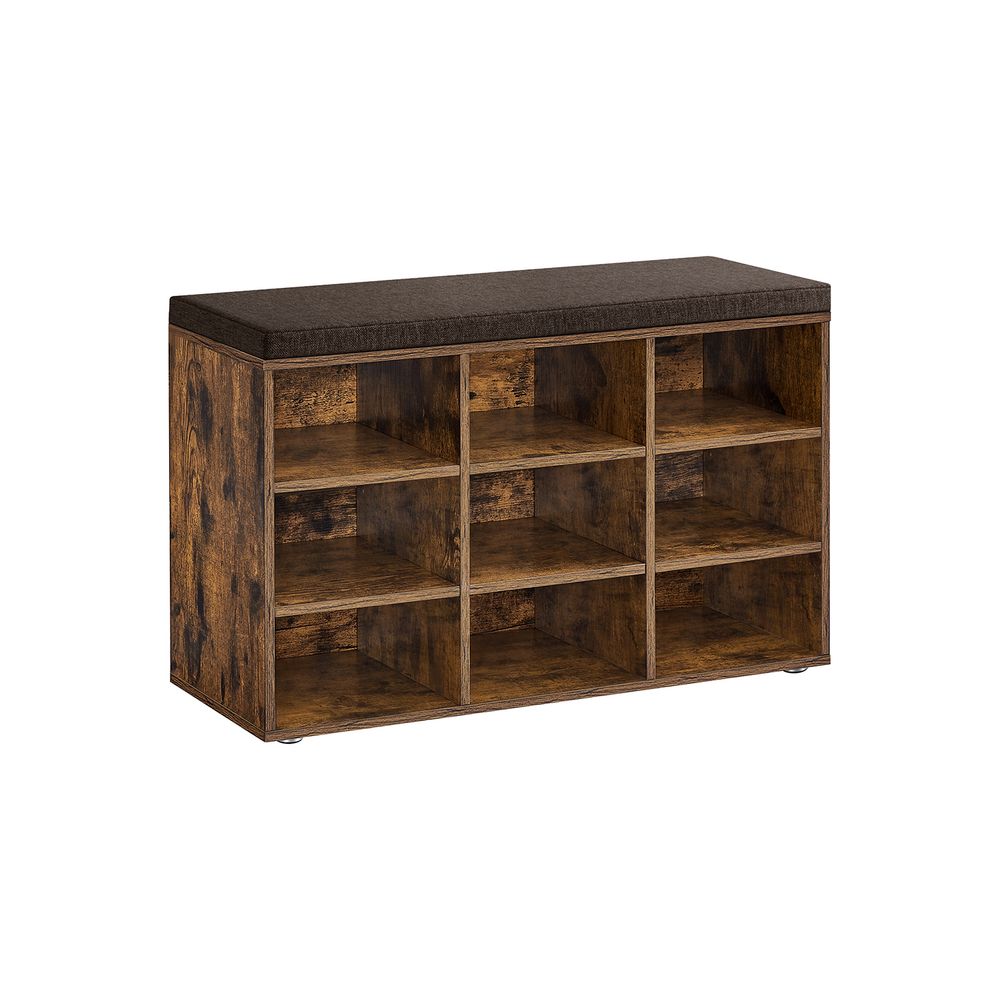 Storage Bench - Padded Seat Storage - 9 Compartments