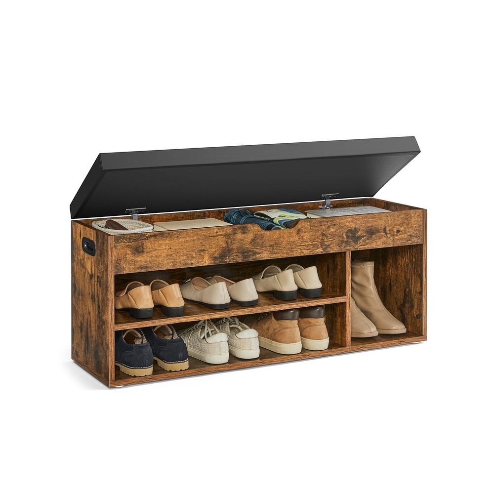 Shoe Bench - Padded Seat Storage - 3 Compartments