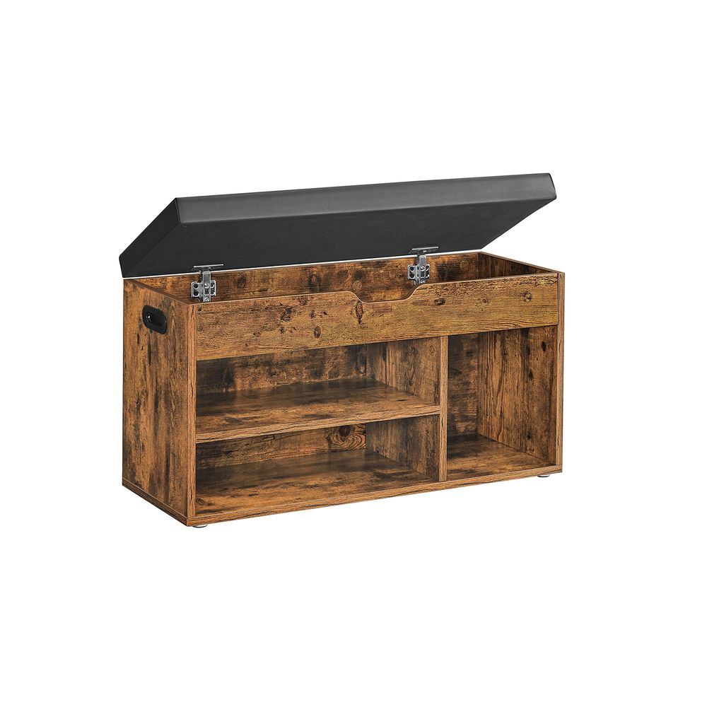 Shoe Bench - Padded Seat Storage - 3 Compartments