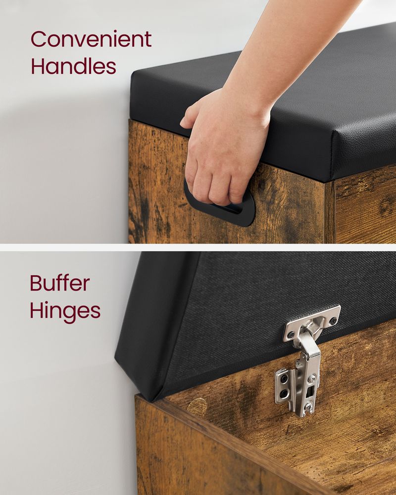 Shoe Bench - Padded Seat Storage - 3 Compartments