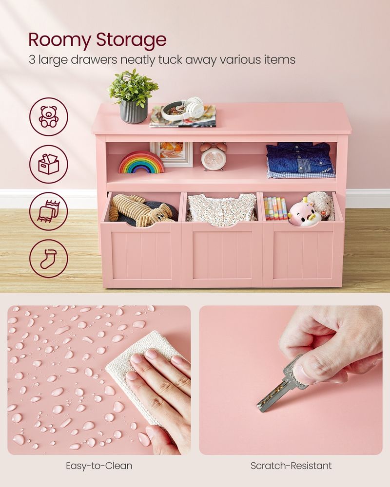 Toy Storage Unit - Multi-Compartment Design - 30 x 102 x 60 cm Candy Pink