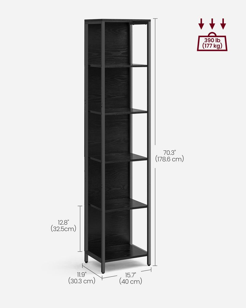 Bookcase - LED Lighting Design - 6-Tier Black Unit