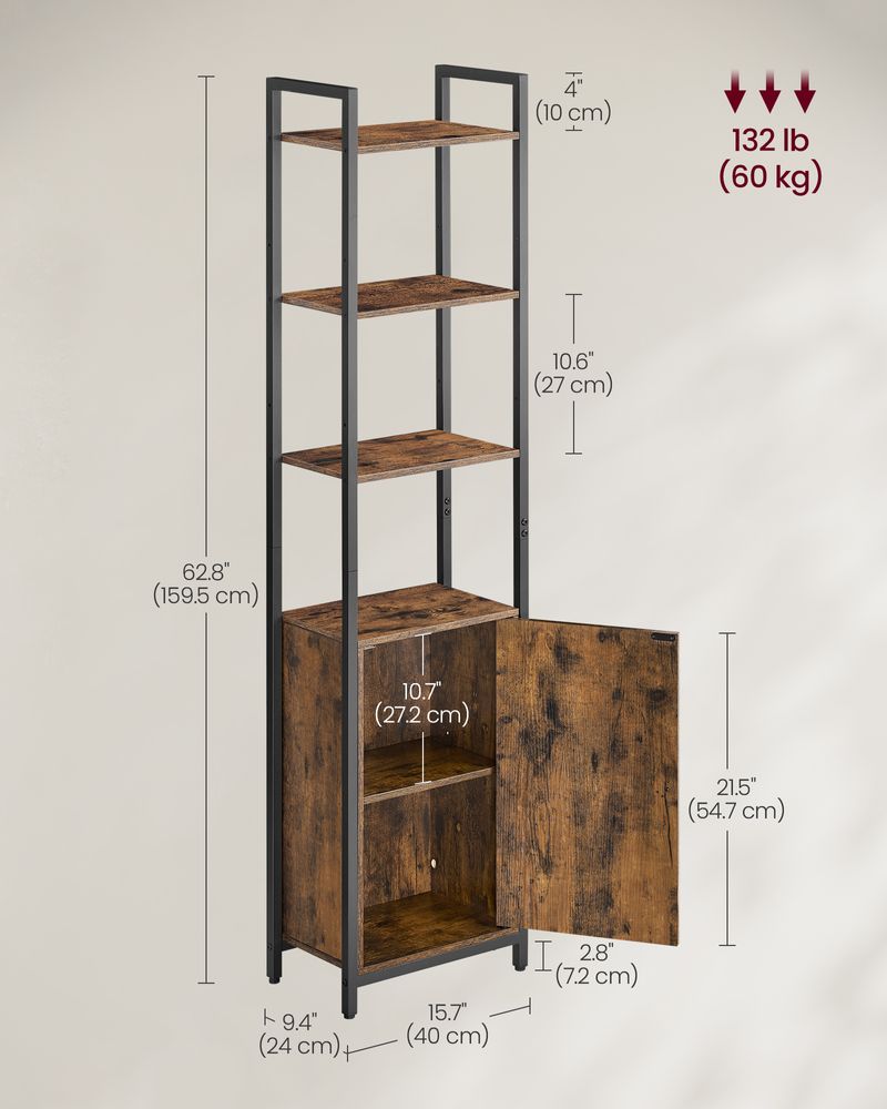 Bookcase - Door Storage Design - 6-Tier Unit