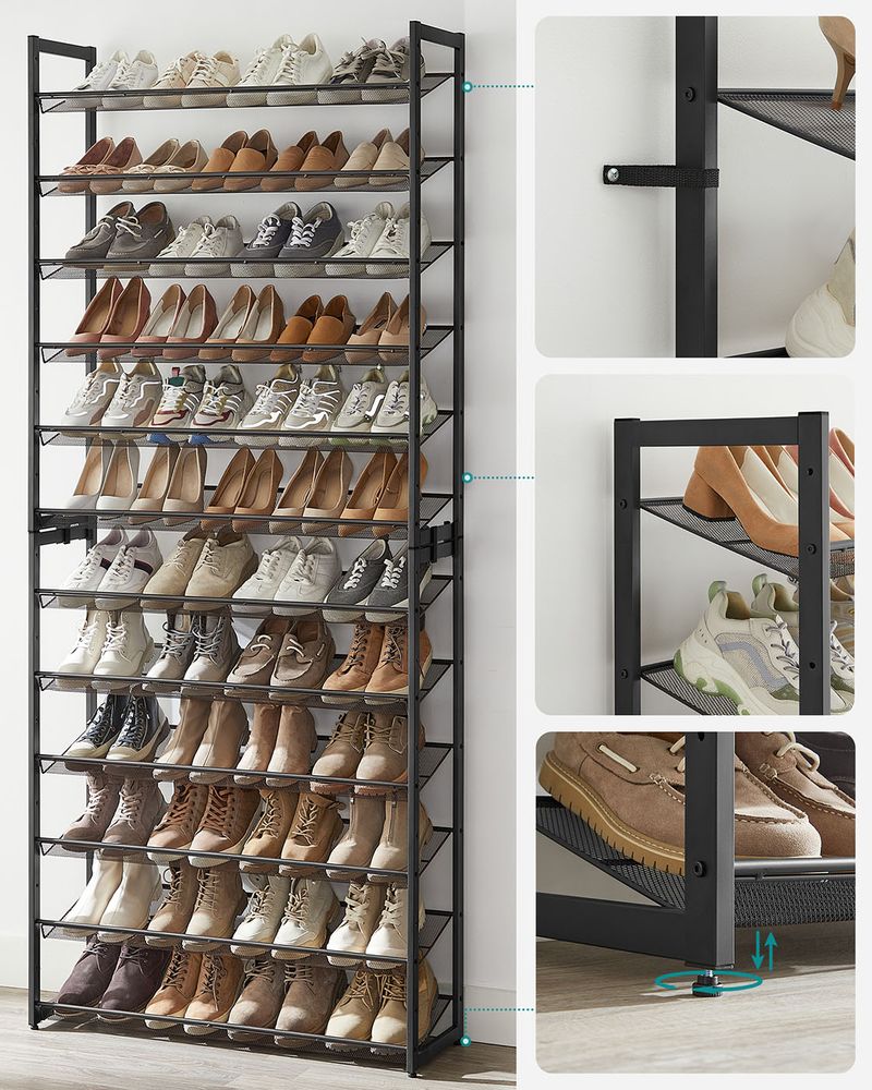 Shoe Rack - Stackable Design - Black