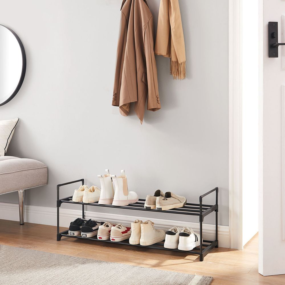 Shoe Rack - Slatted Metal Design - 2 Tier