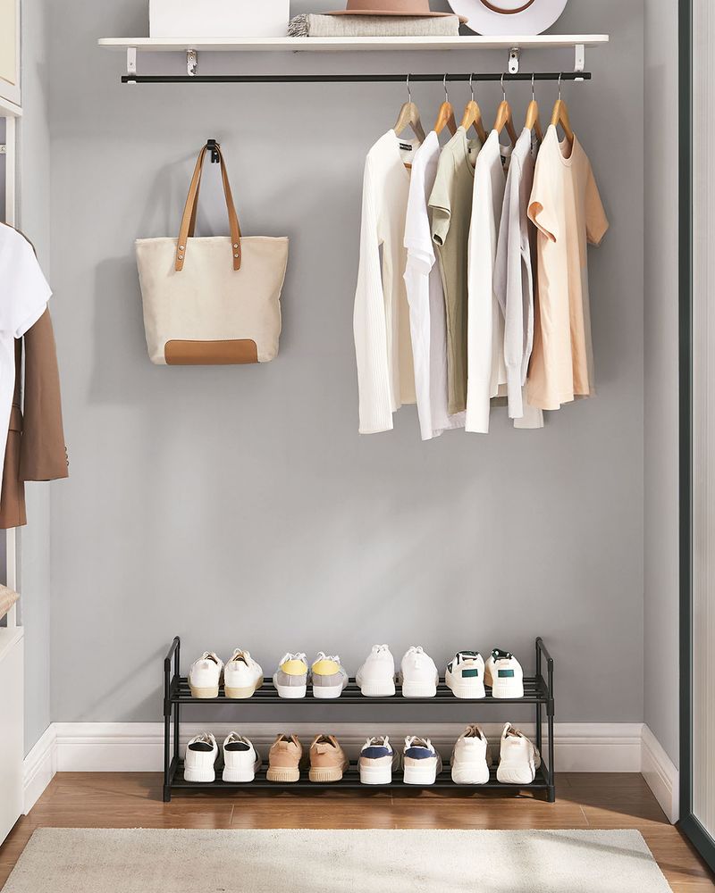 Shoe Rack - Slatted Metal Design - 2 Tier
