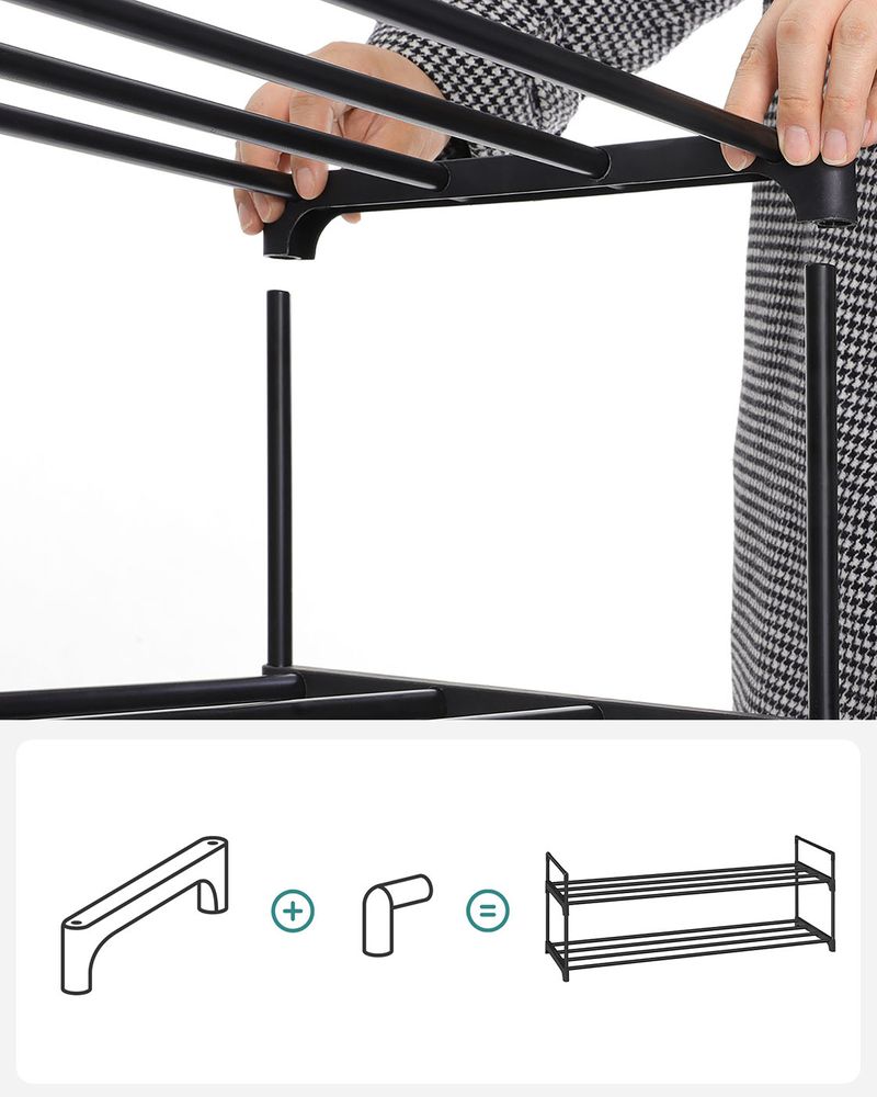 Shoe Rack - Slatted Metal Design - 2 Tier
