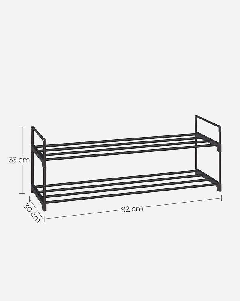Shoe Rack - Slatted Metal Design - 2 Tier