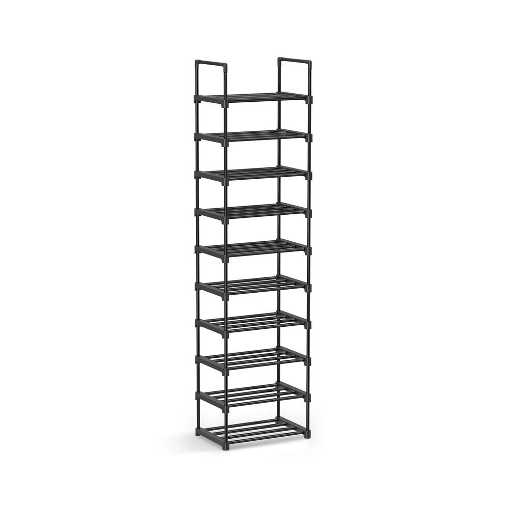 Shoe Rack - 10 Tier Metal Storage - 30 x 45 x 174 cm Black