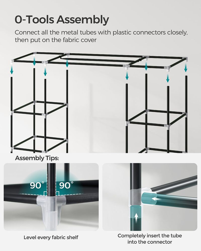 Canvas Wardrobe - 12 Shelves Storage - Multi-Shelf Configuration