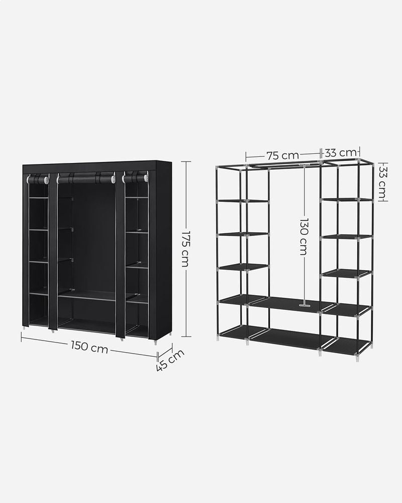Canvas Wardrobe - 12 Shelves Storage - Multi-Shelf Configuration