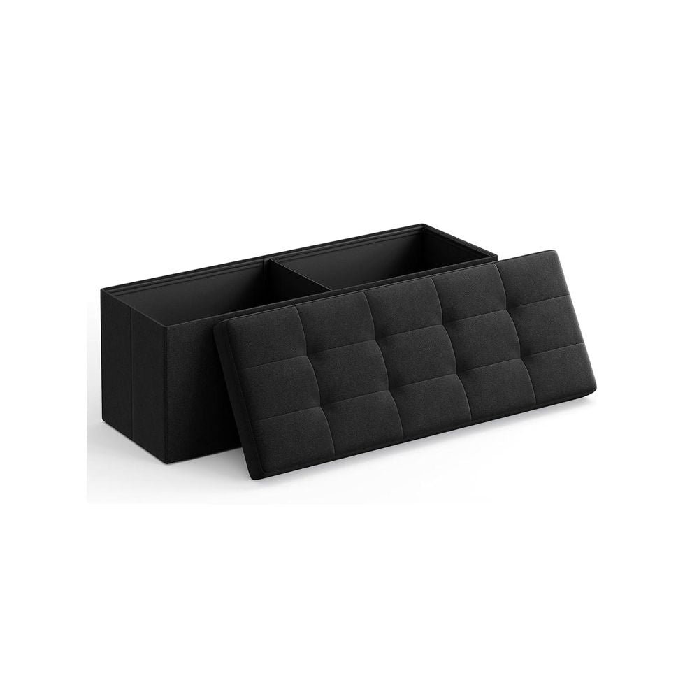Ottoman Storage Box - 120L Lift-Up Lid Design - Black Finish Unit