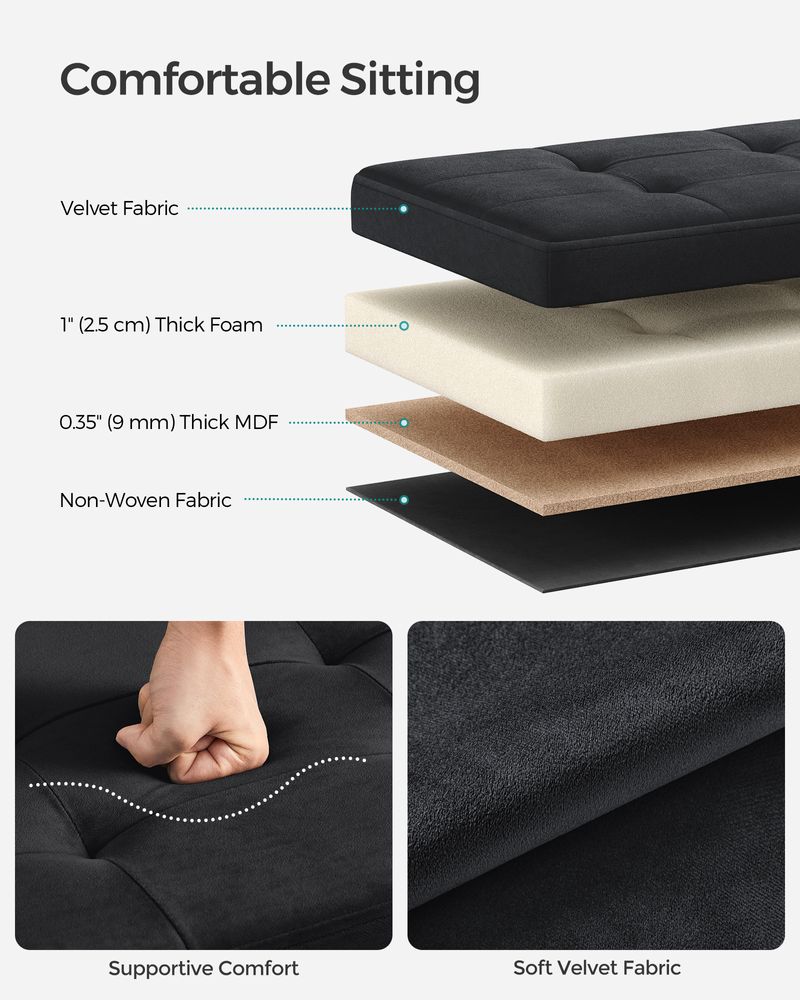 Ottoman Bench - Foldable Storage Design - Space-Saving Unit