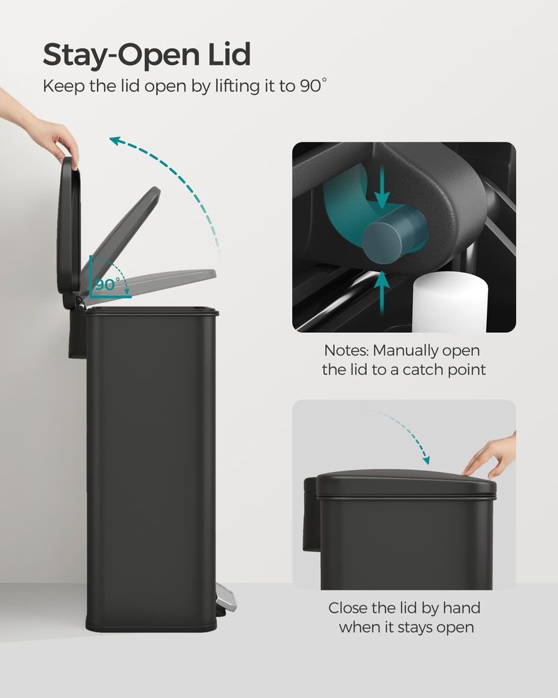 Kitchen Bin - Soft Close Lid Design - 40L Steel Waste Bin Unit