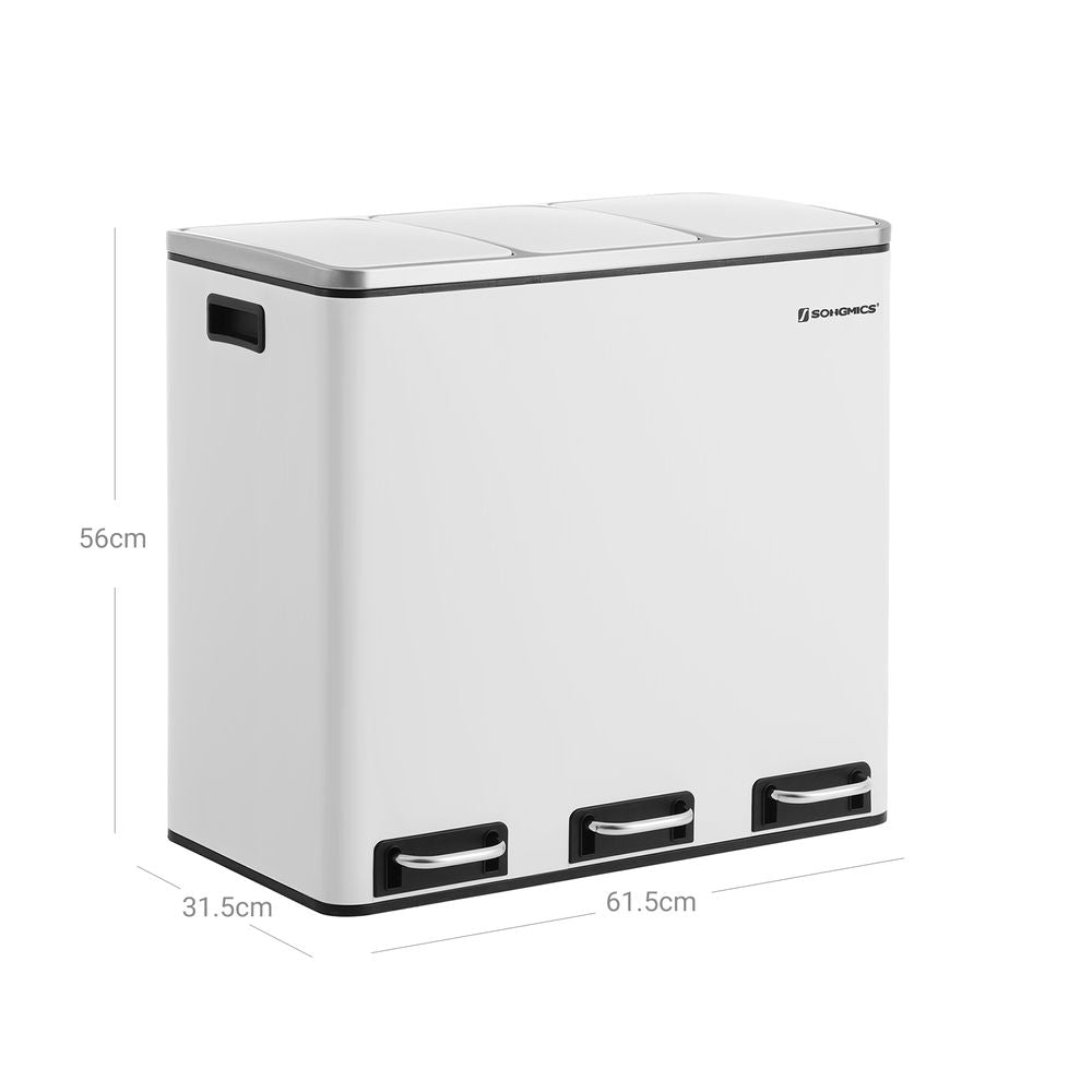 Pedal Bin - Recycling Waste Separation Design - Triple Compartment Unit