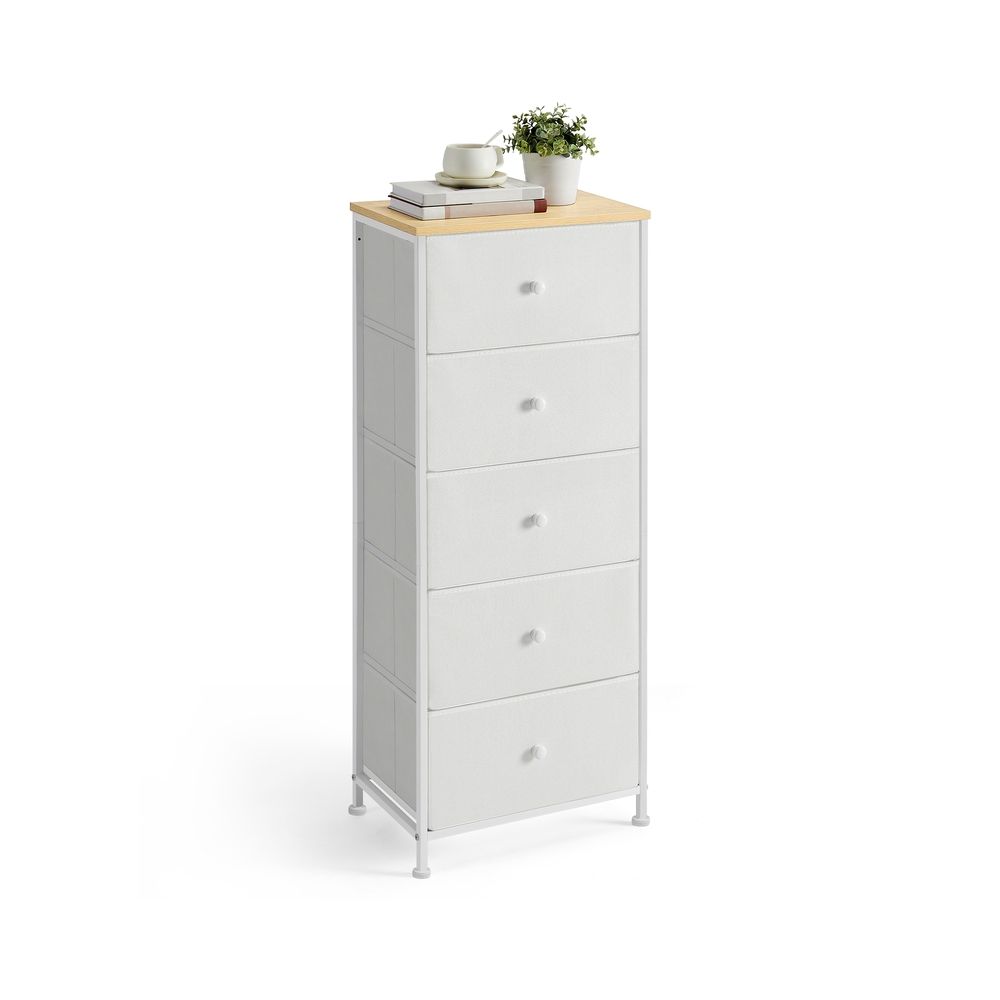 Chest of Drawers - 5-Drawer Storage Design - Camel Yellow & Cream White Finish