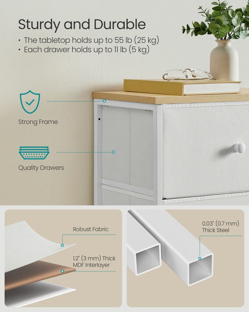 Chest of Drawers - 5-Drawer Storage Design - Camel Yellow & Cream White Finish