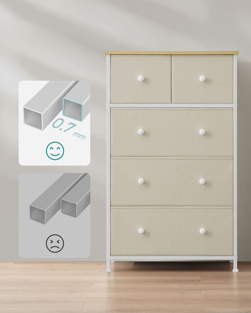 Chest of Drawers - Fabric Drawer Storage - 5 Drawers