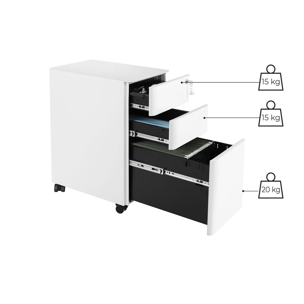 Filing Cabinet - Lockable Mobile Design - 3-Drawer