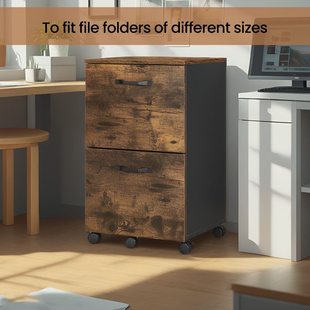 Filing Cabinet - Mobile Storage Unit with Wheels - 2-Drawers