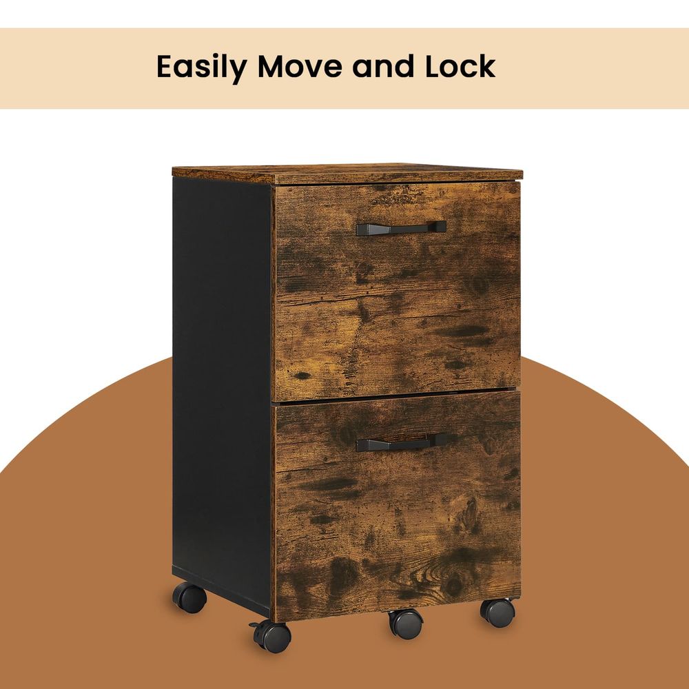 Filing Cabinet - Mobile Storage Unit with Wheels - 2-Drawers