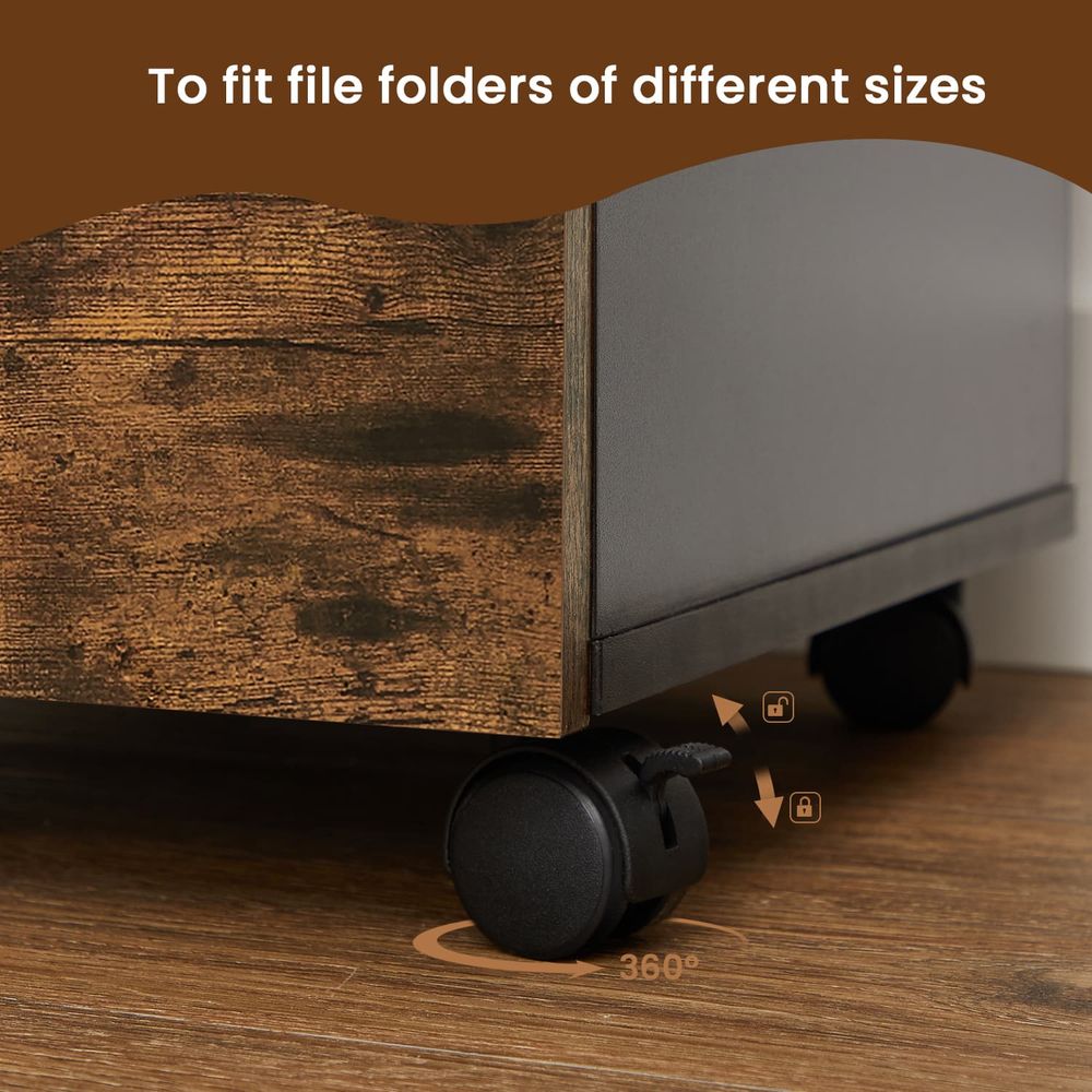 Filing Cabinet - Mobile Storage Unit with Wheels - 2-Drawers